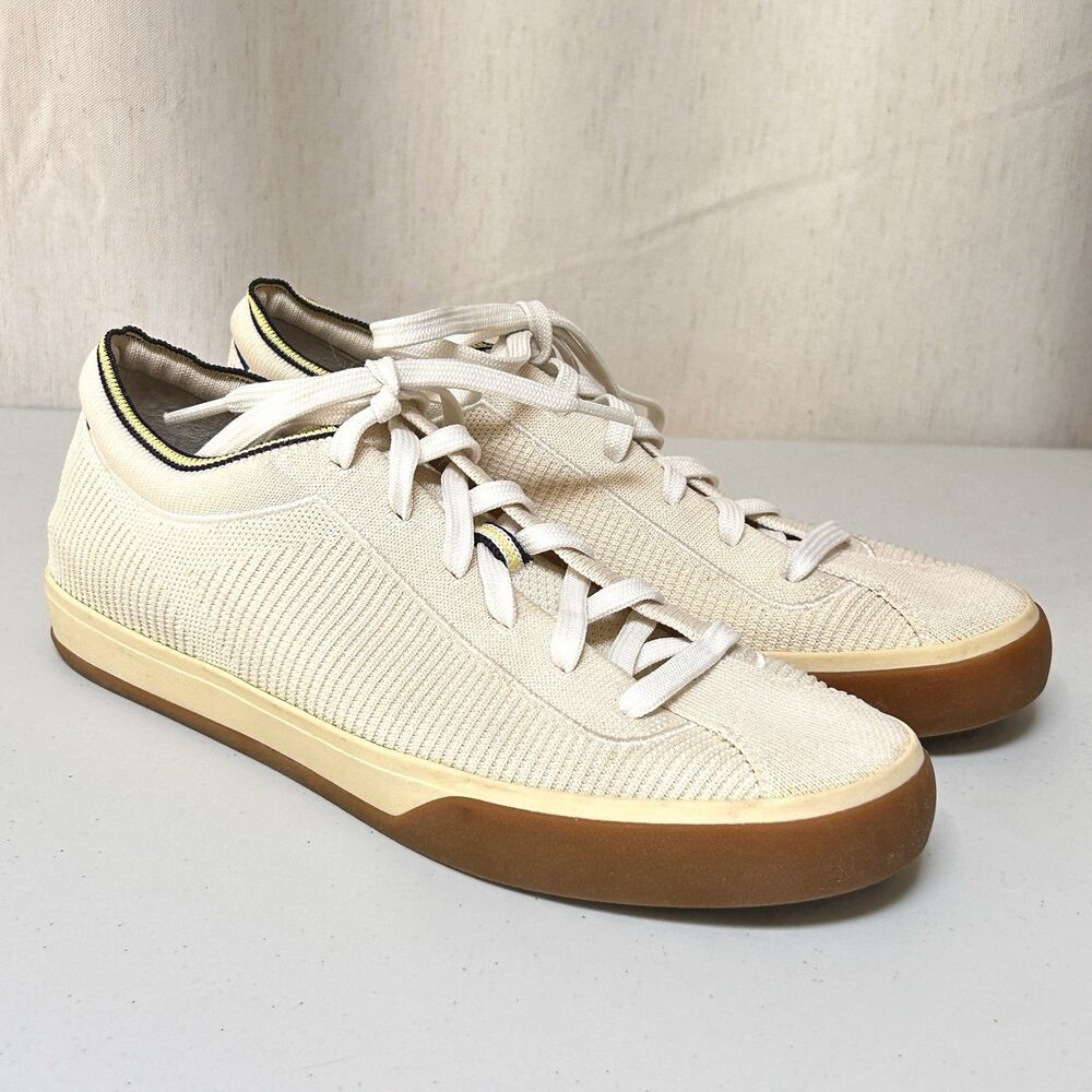 Rothy’s Lace Up Sneakers Women’s Size 9 Cream Ivory Knit Casual Shoes Gum Sole